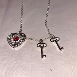Heart Necklace  Two Keys .New